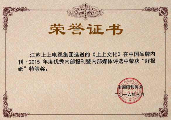 《新宝GG文化》荣获中国品牌内刊“好报纸”特等奖
