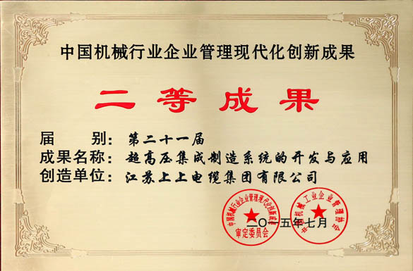 新宝GG电缆获评“中国机械行业企业治理现代化立异效果二等效果”